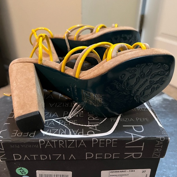 New in the box Patrizia Pepe yellow and tan heels, size 37 - Picture 5 of 5